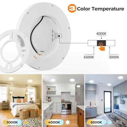 Slochi 7.5-Inch White Flush Mount LED Ceiling Light 3 Color Temps 1 Pack