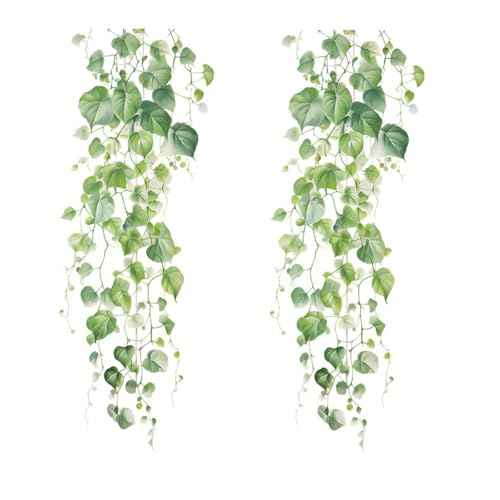 Green Plant Vine Wall Sticker - Evergreen Ivy Leaves for Bedroom & Living Room - 22x28.7 Inch