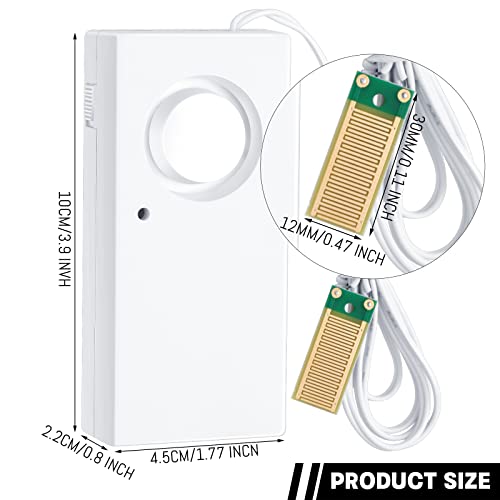 Hoteam 10 Pcs Water Sensor Alarm Leak Detector 120db Water Leak Alarm 9v Battery Flood Sensor Detector Overflow Security Alert for Home Basement Kitchen Garage Bath Tub Sink, White