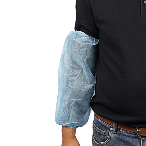 Greenour 200/1000 Counts Disposable Sleeve Covers for Arms Oversleeves Latex-free with Elastic Ends Blue 16 Inches