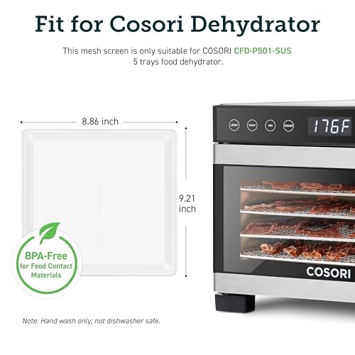 Cosori P501-SUS Food Dehydrator Sheets — Fruit Leather Roll Sheets (9.21 x 8.86 in), BPA-Free