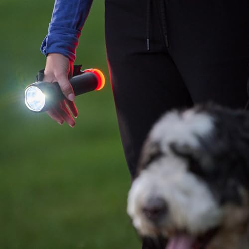 Wrap-It Storage Firefly Flashlight Ruby Red - Battery Powered Flashlight with Flashing Safety Lights for Walkers at Night with Wrist Strap and Pouch for Dog Walking Accessories