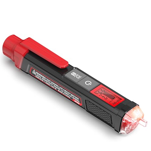 KAIWEETS Red HT100s Non-Contact Voltage Tester with LCD & Signal Percentage