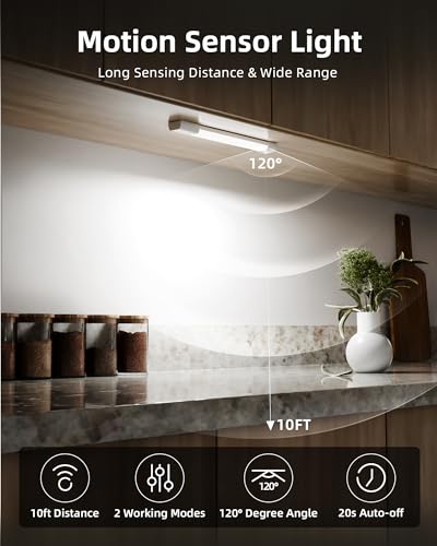 EZVALO 8-Inch White Rechargeable Motion Sensor Closet Light - 3 Color Temps, Dimmable, 3 Pack