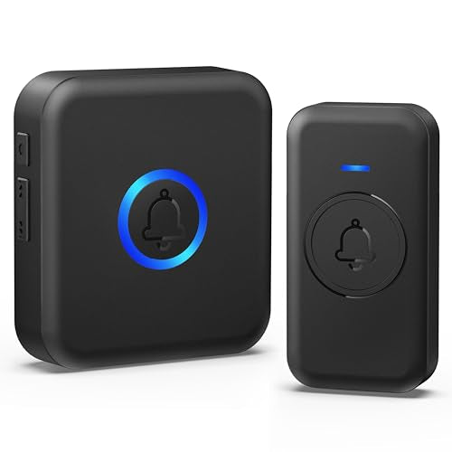 Wireless Doorbell with 1000ft Range - Waterproof, 60 Melodies, 1 Receiver & 1 Button, Black