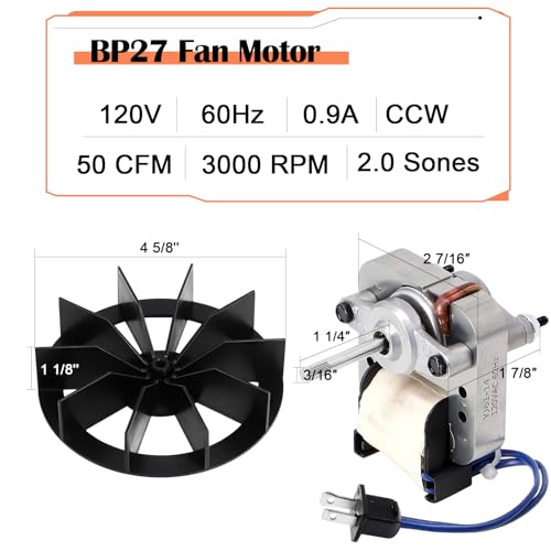 Hiorucet BP27 Fan Motor Replacement for Broan Nutone Bathroom Exhaust Fan - Model 678, 688, 663, 671