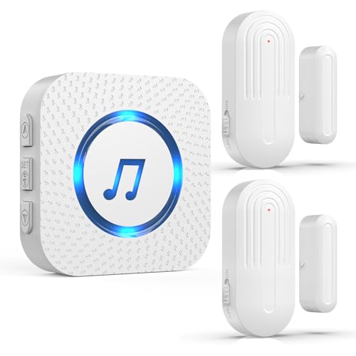 SanJie Wireless Door Chime Kit 2 Sensors + 1 Receiver White - Home & Business Security
