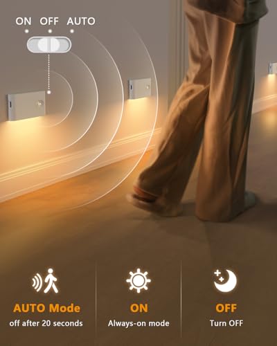 WILLED White Rechargeable Indoor Stair Lights 4-Pack Wireless Motion Sensor Night Lights