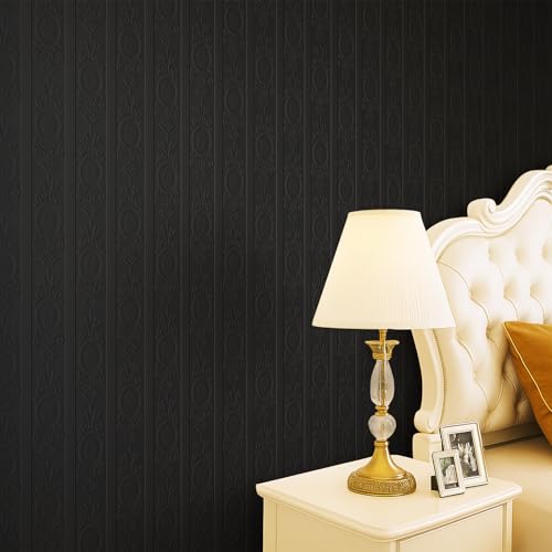 JiffDiff Black 3D Embossed Peel and Stick Wallpaper - 17.3" x 120"