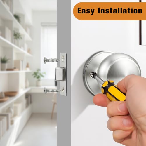 Probrico 10 Pack Brushed Nickel Interior Passage Door Knobs - Non-Locking, Easy Install