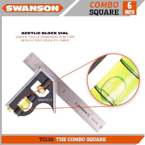 Swanson 6 in. Combination Square, Zinc Head, Stainless Blade (TC130)