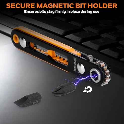 KSEIBI 181787 Mini Ratchet Wrench Set 18-Piece | 1/4" Drive, Slim Profile with Durable Right Angle Screwdriver Bits | Versatile & Compact Tool Kit with Gift Storage Box for Home & Professional Use