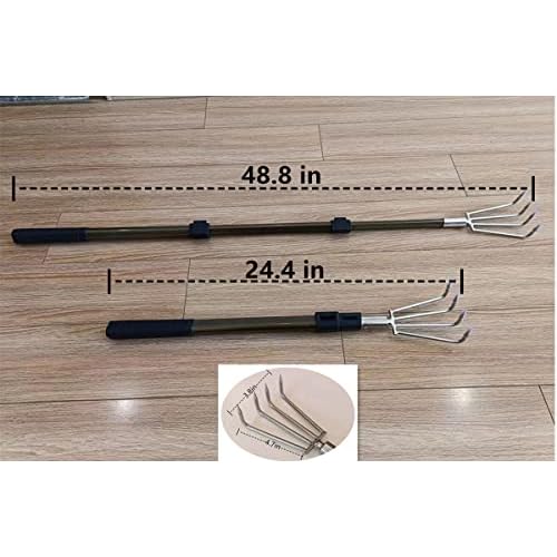 Stainless Steel Garden Claw rake Multifunctional rake, Lengthened Aluminum Alloy Handle, can be Used for Weeding and loosening The Soil in The Garden, and can Also be Used for Treasure Digging