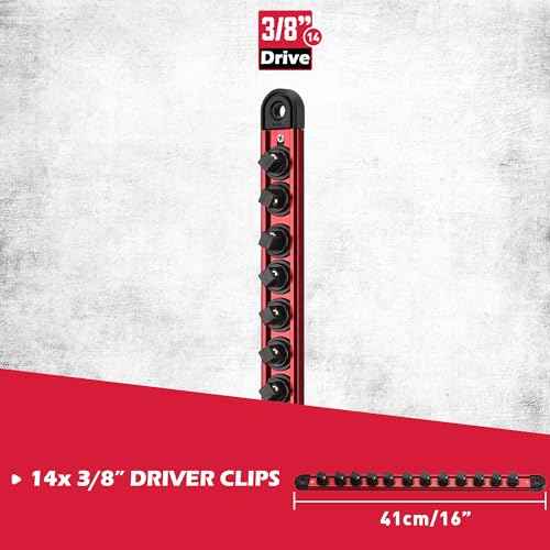 Magnetic Socket Holder Organizer Set: 3/8 Detachable Socket Trays Socket Organizer for Tool Box Drawer Holds 14-Piece Standard Size Sockets for Automotive Mechanic Garage(Red)