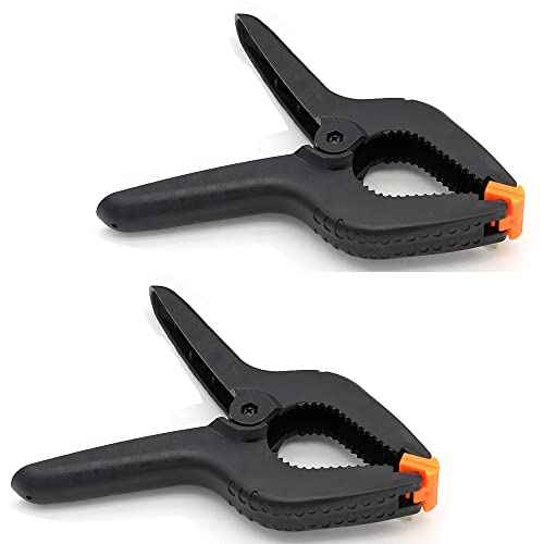 ONDY 2 Pack Of 9¡± Large Spring Clamps Heavy Duty Nylon Muslin Woodworking Clamps Photo Studio Backdrops Backgrounds Clamps Set, the Jaws Have a Maximum Opening of 4"