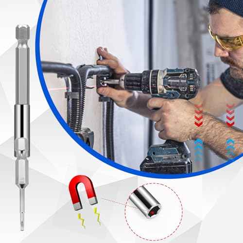 3PCS Magnetic Drill Bit Extension Holder, 1/4" Hex Shank Magnetic Screwdriver Holder S2 Steel Magnetics Screwdriver Extension, 3, 4, 6-Inch Extensions for Automotive Maintenance DIY Repair Work