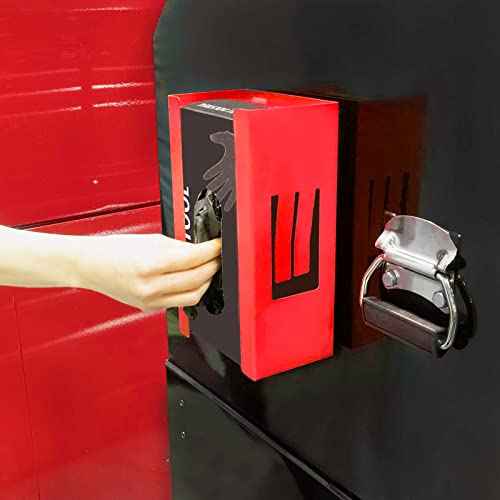 AIRTOON 2PCS Magnetic Glove Dispenser, Disposable Gloves Box Holder, Glove Holder for Wall Mount, Magnetic Glove Box Holder, Red and Black