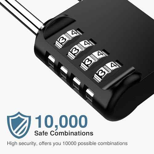 Puroma 2 Pack 2.6 Inch Long Shackle Combination Lock 4 Digit Outdoor Waterproof Padlock for Hasp Locker Lock, Sports Locker, Fence, Gate, Toolbox, Case, Hasp Storage, Cabinets (Black)