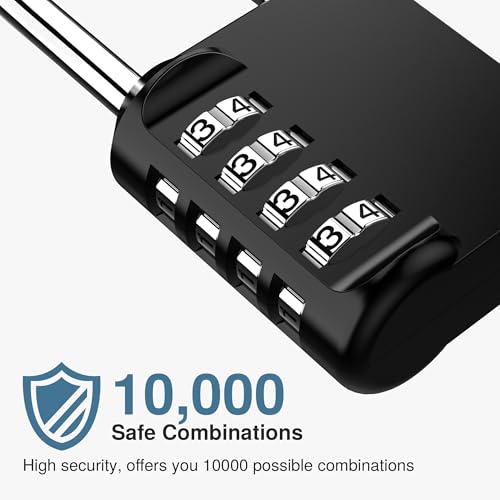 Puroma 2-Pack 4-Digit Combination Padlocks for Gates & Sheds - Black, 2.6 Inch