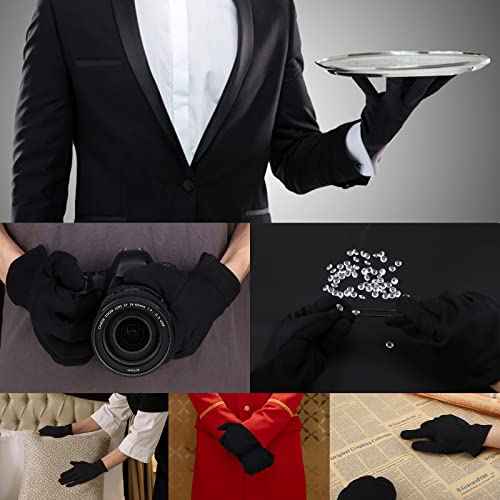 5 Pairs Large Archival Photo Gloves, Black Work Gloves For Handling Art Working Photography Men & Womens Cloth Gloves Liners Bulk for Handling Jewelry, Film, Photo, Coin Metal Inspection