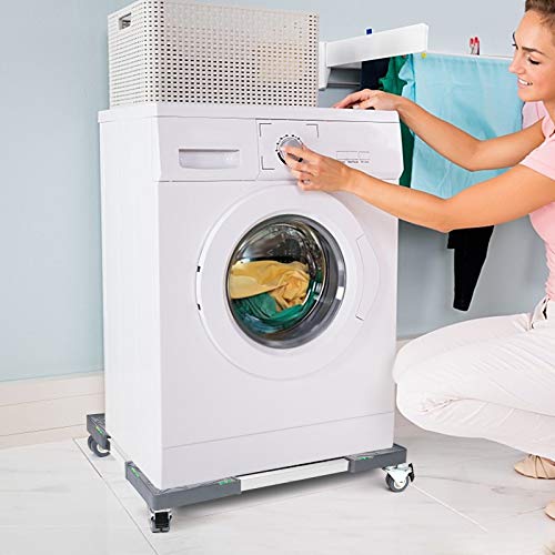 WEIBIDA Adjustable Appliance Dolly Cart with 4 Locking Wheels, Gray – Mobile Fridge/Washing Machine/Dryer Stand