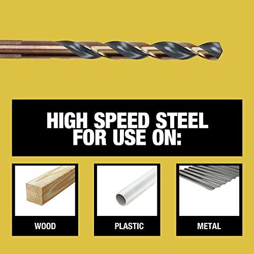 DEWALT 21 Pc High Speed Steel Drill Bit Set, Black & Gold Coated, 135° Split Point, One Size
