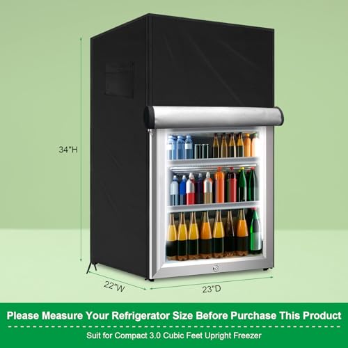 Outdoor Refrigerator Cover for 23 x 22 x 34 in Upright Mini Fridge - Black (Variation: Black / 22" x 23" x 34")