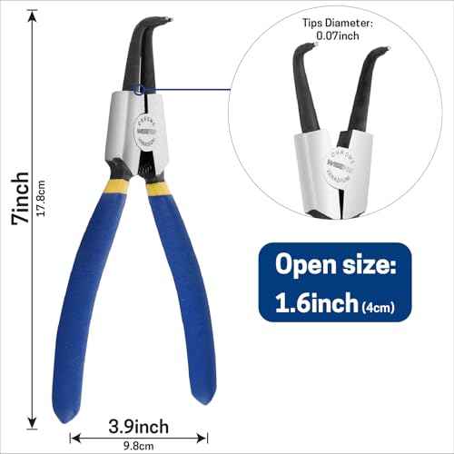 Circlip Pliers Internal/External Heavy Duty Snap Ring Pliers with Straight/Bent Jaw for Ring Remove Retaining Pliers with 7 Inch and 9 Inch