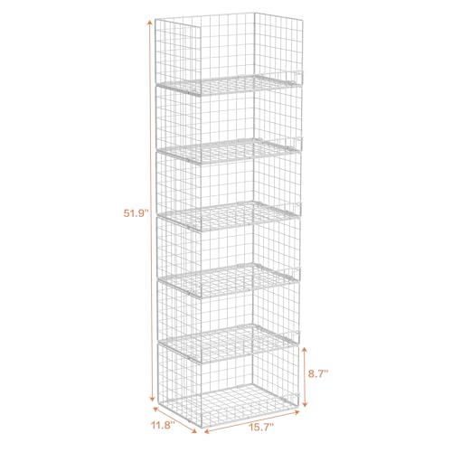 Yociyoga 6-Tier Stackable Closet Organizer Shelves White - Foldable Clothing Storage Bins