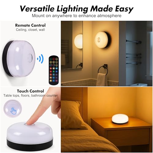 Bgmonster 2-Pack Waterproof Rechargeable Shower Lights with Remote & RGB Colors