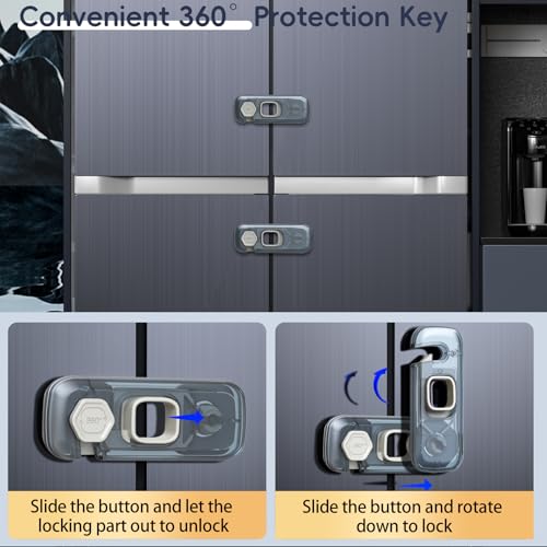 Blissleaf 2 Pack Clear-Blue Child Safety Refrigerator & Freezer Door Locks