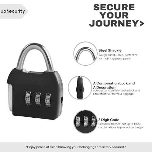Small Combination Lock, 3 Digit Combination Padlock, Travel Luggage Locks, Combo Lock with Code for Suitcase, Mini Locker, Bag, Tool Box, Backpack Zipper (Black+Black, 2-Pack)