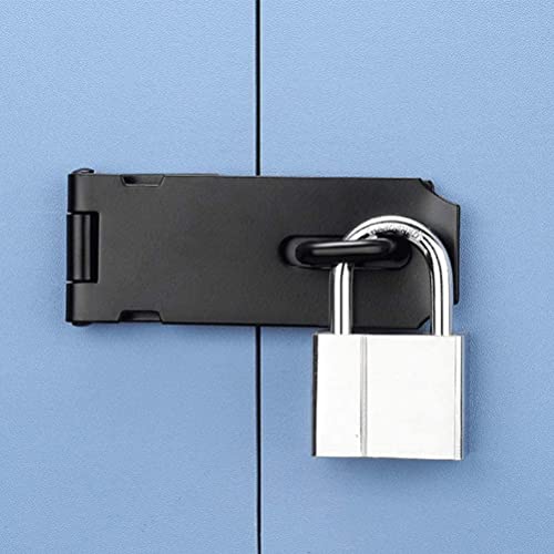 Padlock Hasp 4 Inch Door Hasp Latch Lock Stainless Steel Padlock Clasp Black Hasp Lock Gate Hasp with Fixing Screw for External Doors Window Cabinet Pet Cage