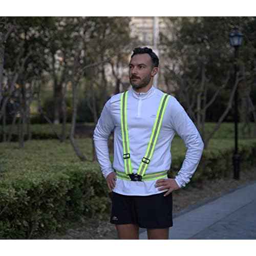 Dazonity High Visibility Safety Vest,Lightweight,Adjustable & Elastic Vest,Hi Vis Reflective Strips, Fit for Men & Women, Construction,Cycling, Runnning, Surveyor, (Yellow)