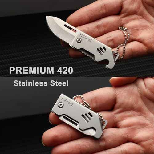 2-Pack Mini Keychain Knife, Small Folding Pocket Knives for Men Women, Portable Cute Box Cutter with Bottle Opener