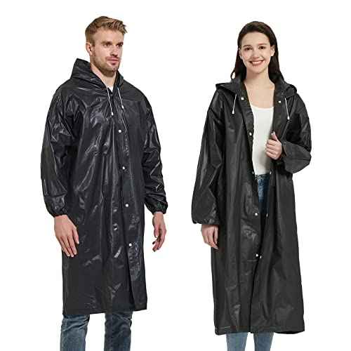 YDYJKI 2 Pack Waterproof Rain Ponchos for Adults-Reusable Emergency Raincoats with Hoodand Drawstring -Lightweight Ponchos