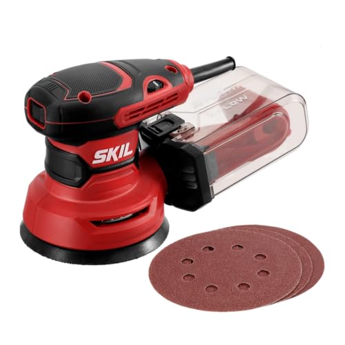 Skil 5-Inch Random Orbital Sander with Cyclonic Dust Box & 3 Sanding Sheets