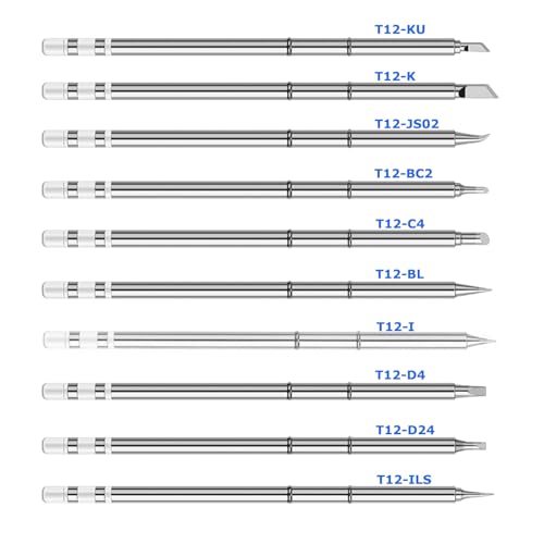 T12 Soldering Iron Tips,10Type Solder Tips T12-C4 BC2 BL K KU D24 D4 JS02 I ILS Replacement Tip for FX-951 FX-950 FM-203 Rework Station