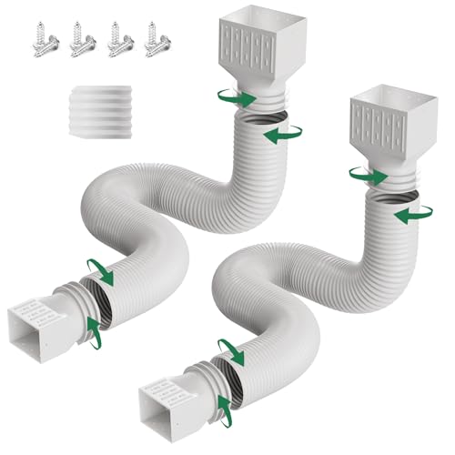FEILAYDUN 2 Pack White Flexible Rain Gutter Downspout Extensions, Extendable from 20