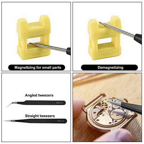 Ainiv Mini Precision Screwdriver Set, 24PCS Small Magnetic Screwdriver with Tweezers & Magnetizer Flathead Phillips Pentalobe Torx Star Screwdriver Kit Tool for Repairing Eyeglass Phone Watch