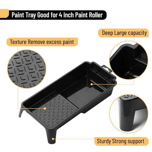 Bates- 4 Inch Paint Roller Kit, 11 pcs, Small Paint Roller Kit, 1x Plastic Paint Tray, 1x Roller Frame & 9X Microfiber Covers