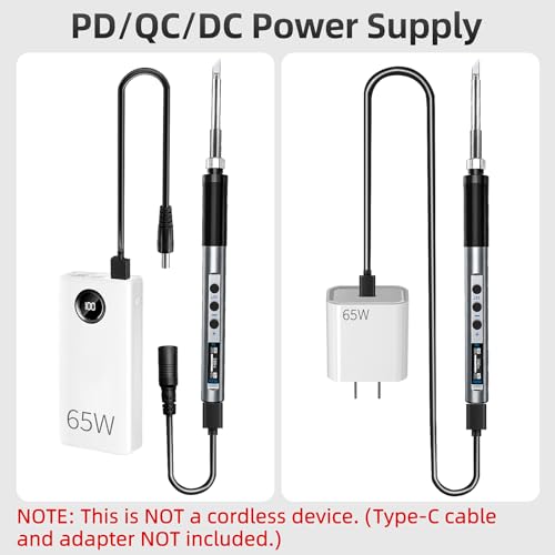 Digital Soldering Iron Kit, Portable Soldering Iron Pen with T12-K Solder Tip, Fast Heating, 356¢µ-842¢µ Temperature Control, Soldering Gun Kit for Electronics & DIY Making, Adapter Not Included