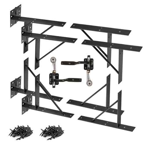Mofeez Gate Corner Brace Bracket No Sag Kit for Shed Doors Driveway Gates Corral Gates Wood Windows (with Gate Latch 2 Sets)