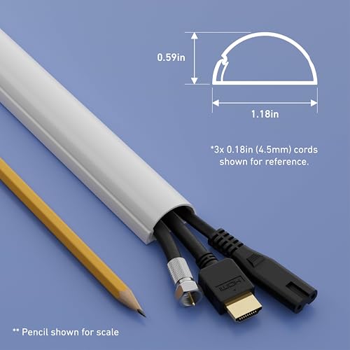 D-Line 157in Cord Cover Kit 1.18in (W) x 0.59in (H) White Self-Adhesive Cable Raceway