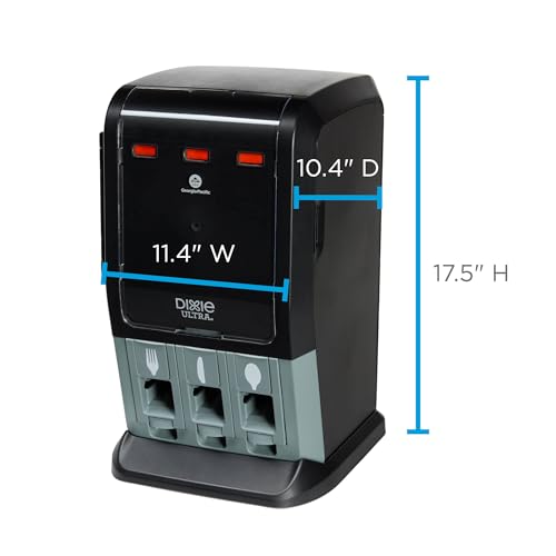 Dixie Ultra SmartStock Mini Tri-Tower Cutlery Dispenser, 195 Utensils, Black