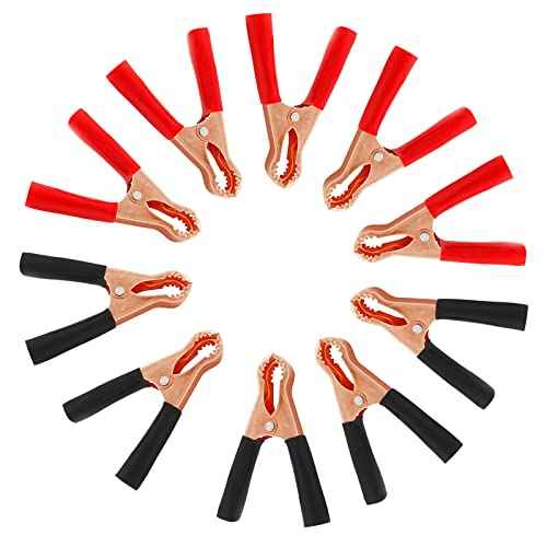 10Pcs 50A Insulated Alligator Clips Electrical Heavy Duty Alligator Clamps, Battery Replacement Cable Metal Spring Loaded Jumper Clips for Car Auto Vehicle Boat (Red & Black£©