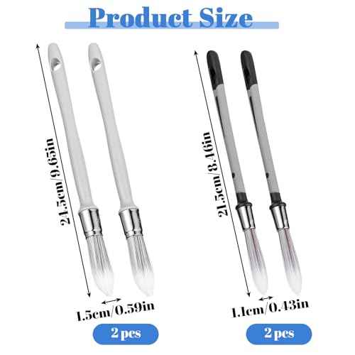 4Pcs Paint Brushes for Walls, 0.45/0.6 Inch Small Paint Brush Edge Painting Tool for Decorating, Round Paints Brushes, Trim Paints Brush for Baseboards, House Wall Corners, Touch up Painting