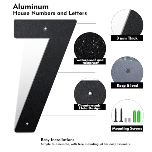 Black 5 Inch Aluminum House Address Letters - Floating Metal Numbers