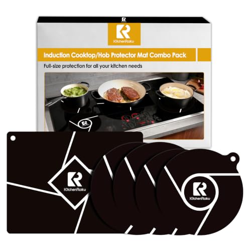 Induction Cooktop Protector Mats (5-Pack) Silicone Hob Covers, Black