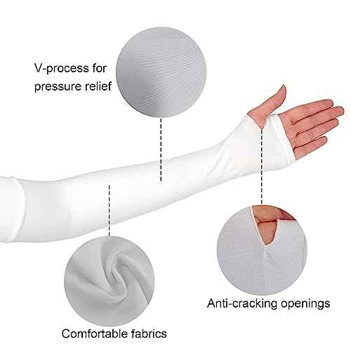 Medsuo 3 Pairs Comfy Arm Sleeves with Thumb Hole Protection Cooling Arm Sleeves 3 Colors Compression Long Women Summer Sun Arm Cover Sleeves Tattoo Cover for Sports Workouts Cycling Driving